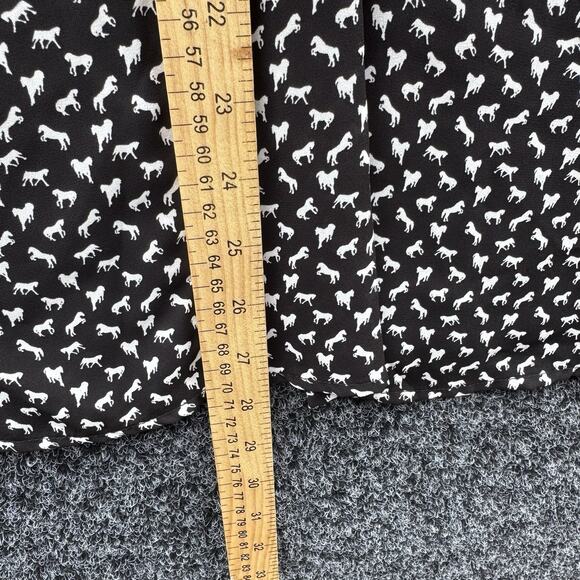 Free People Black White Horse Print Long Sleeve Collared Blouse~Relax Fit~Large - Picture 6 of 6